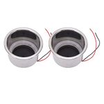 DC 12v LED Cup Holder Lights, 2pcs 304 Stainless Steel Cup Holder Insert Professional for Marine Boat Car Truck (red LED)