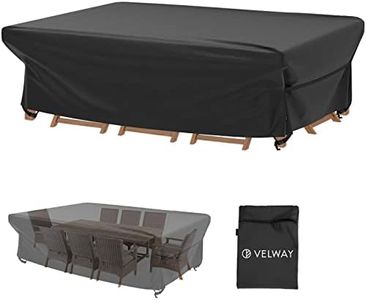 Velway Patio Furniture Cover Outdoor, Waterproof Rectangular Patio Table Chair Set Cover, 98"Lx78"Wx28"H, All Weather Oxford Tear-Resistant Sectional Sofa Set Covers with Windproof Design, Black