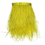 Happy feather 2 Yards 5-6inch Dyed Ostrich Feathers Trim Fringe for DIY Dress Sewing Crafts Costumes Decoration -Yellow