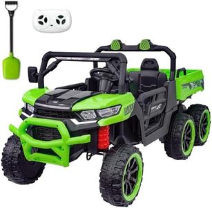 24V 2 Seater Dump Truck, 24V Ride on Cars with Electric Dump Bed,4WD,6×6 Wheels,Remote Control,Music Player and Shovel(Green,Standard)