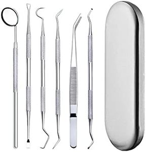 MOMOQ 6 in 1 Dental Tools Remove Plaque and Tartar Teeth Cleaning Tools Set Stainless Steel Dental Hygiene Oral Care Kit with Case