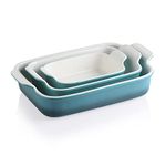 SWEEJAR Porcelain Bakeware Set for Cooking, 9.8 x 13 inch Ceramic Rectangular baking dish Lasagna Pans for Casserole Dish, Cake Dinner, Kitchen, Banquet and Daily Use (Gradient Blue)