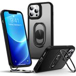 SHIELDS UP for iPhone 14 Pro Max Case with Stand, Matte Back Phone Case with Double Ring Holder【Adjustable & Foldable】 Shockproof Translucent Protective Cover for iPhone 14 Pro Max - Frosted Black