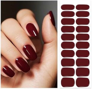 Oauee Semi Cured Gel Nail Strips | 20 Gel Nail Stickers | for Uv/Led Manicure Lamps | Salon Quality, Easy Application and Removal(Burgundy Color)