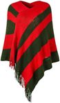 Ferand Women's Striped Poncho Sweater Cozy Knit Fringe Shawl Wraps for Fall Winter