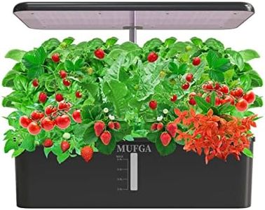 Hydroponics Growing System Herb Garden - MUFGA 18 Pods Indoor Gardening System with LED Grow Light, Plants Germination Kit(No Seeds) with Pump System, Adjustable Height Up to 17.7" for Home, Black