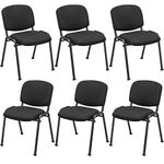 Tangkula Conference Room Chairs Set of 6, Stackable Office Guest Chairs with Upholstered Back & Seat, Ergonomic Office Reception Chairs for Waiting Room, Meeting Room, Reception, Black (6)