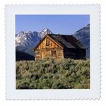 3dRose Log Cabin & Sawtooth Mountains, Stanley, Idaho - Us13 Dfr0406 - David R. Frazier - Quilt Square, 12 by 12-Inch (qs_90004_4)