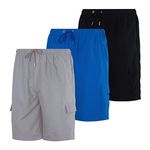 Real Essentials 3 Pack: Men's Swim Trunks with Cargo Pockets & Mesh Lining (Available in Big & Tall), Set 8, XX-Large