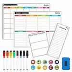 4 Pack Magnetic Whiteboard Calendar, Feela 2024 Monthly Weekly Planner Whiteboard for Fridge with 8 Whiteboard Pens, 1 Dry Wipe Eraser, 10 Stickers, Family Meal Planner Board, Home Kitchen Office