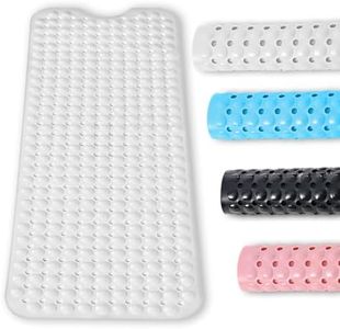 BASVII Tappeto Doccia Antiscivolo 100 x 40 cm, Senza BPA, Resistente Alla muffa Lavabile in Lavatrice, Tappetino Doccia Antiscivolo per Vasche da Bagno, Pavimenti del Bagno (Bianco)