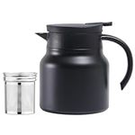 InciFuerza 34 Oz Thermal Coffee Carafe, Double Wall Stainless Steel Insulated Vacuum Coffee Pot Teapot for Keeping Hot, 1 Liter Beverage Dispenser with Removable Tea Filter (Black)