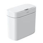 JOYBOS Bathroom Trash Can,3 Gallon Waterproof Automatic Small Bathroom Garbage Can with Lid, Slim Motion Sensor Plastic Narrow Trash Bin for Bedroom, Office,RV Kitchen White