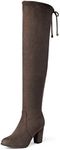 DREAM PAIRS Women's Highleg Thigh High Over The Knee Fashion Boots Block Mid Heel Long Sexy Faux Fur Boots Size 10, Khaki