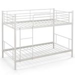 COSTWAY Metal Bunk Bed, 3FT Single over Single Loft Bed Frame with Ladder and Safety Guardrail, Home Bedroom Dorm Apartment Furniture Space-Saving Twin High Sleeper Beds for Kids Teens Adults (White)