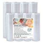 YISH Food Vacuum Sealer Saver Bags - 8 Rolls 8 11 inch Sac Sous Vide, Commercial Vac seal Bags Vacuum Sealer Machine Rolls (8 Pack=8"x10'x4Rolls+11"x10'x4Rolls)