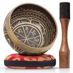 Silent Mind Antique Design Tibetan Singing Bowl Set With Mallet & Silk Cushion ~ For Meditation, Chakra Healing, Prayer ,Yoga, and Mindfulness