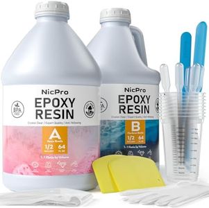 Nicpro 1 Gallon Crystal Clear Epoxy Resin Kit, High Gloss & Bubbles Free Resin Supplies for Art Coating and Casting, Craft DIY, Wood, Tabletop, Bar Top, Molds, River Tables with Cups, Sticks, Gloves