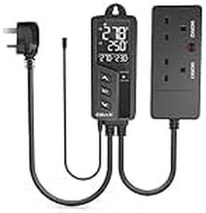 Elitech Temperature Controller Digital Thermostat for Aquarium Carboy Homebrew Seed Fermenter Greenhouse 220V 10A 2200W, 2-Stage Outlet Thermostat Heating and Cooling Mode with Temp Sensor