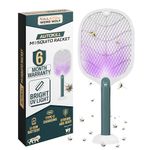 Weird Wolf 2 in 1 Mosquito Killer Racket with UV Light | Manual & Auto Kill Modes | Rechargeable Lithium Battery | Type-C USB Charging | Electric Mosquito Bat with Base Stand | 6 Months Warranty