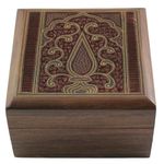 Jewelry Box in Wood Islamic Art Decor Inlay and Carving Size: 10 X 10 X 5.7 Cm