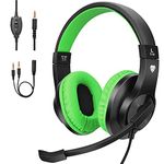 BlueFire Kids Headphones with Microphone, Gaming Headset 3.5mm Bass Stereo Childrens Gaming Headset for PS5/PS4/Xbox/Xbox One/Nintendo Switch/PC (Green)