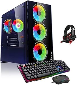 HAJAAN Breeze Gaming Desktop Tower Computer PC - AMD Ryzen 5 5000 G-Series 5600G 6-Core Processor 3.90GHz, 16GB DDR4 RAM, 512GB SSD, Gaming Headset, Wi-Fi Ready, Windows 11 Pro (with Radeon Graphics)