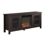 WE Furniture Espresso 58" Wood Fireplace Modern TV Stand Console for Flat Screen TV's Up to 65" Entertainment Center