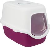 Trixie Vico Cat Litter Tray, with Hood, A Hood Offers Privacy and Odor Control for Your Cat’s Comfort, 40 × 40 × 56 cm, Starter for Toilet Training and Suitable for All Cat's (Berry, White)