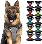 CollarDirect No Pull Reflective Dog Harness with Handle and Front Clip, Adjustible Soft Padded Vest for Small to Large Dogs Training and Walk (Size L, Grey)