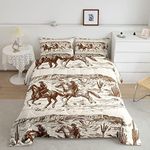 Erosebridal Western Comforter Set Queen Size Cowboy Bedding Set American Wild West Desert Hand Drawn Illustration Down Comforter Country Theme Bedroom Decor Duvet Set for Boys Men Teens