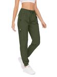 Women's Cargo Joggers Lightweight Quick Dry Hiking Trousers Outdoor Casual Workout Running Walking Pants (2066,Army Green,L)