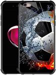 iPhone 6S Plus Case,9H Tempered Glass iPhone 6 Plus Cases for Girls Women Boys,Sizzling Soccer Case Mate Pattern Design Shockproof Anti-Scratch Case for Apple iPhone 6/6s Plus 5.5-inch