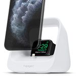 Spigen 2 in 1 Charging Stand Designed for iPhone Stand, Apple Watch Stand All Series, and Airpods/Airpods Pro Stand - White