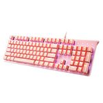 i-rocks K75M Illuminated Mechanical Keyboard, 104 Keys, with Cherry MX Switches, Backlit LED Light and Shortcut Keys - Programmable Light & Macro Recorder (Cherry MX Blue Switch, Pink)