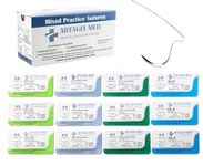 12 Pack of Threads with Needles for Suturing Practice – Ideal for Practicing Doctors, Students, Veterinarians, Dental and Nursing Professionals | for Educational Use Only