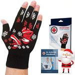 Doctor Developed Festive/Christmas Themed Compression Arthritis Gloves - Doctor Written Handbook Included: Relieve Arthritis Symptoms, Raynauds Disease & Carpal Tunnel (L)