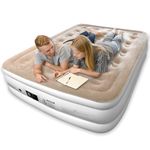 Cotabaty 18 inch Inflatable Air Bed with Built in Pump,Inflatable bed with Self-Inflation/Deflation,Air Mattress Flocked Surface Blow Up Bed for Home Camping,203x152x45cm MAX (Double/King/Brown)