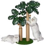 LEMONDA 29.7inch Cat Scratching Post,Cat Scratcher Cat Tree with 2 Sisal Scratching Poles & 2 Interactive Dangling Balls,Cats Scratching Posts for Indoor Kitten & Adult Cats (2 Posts Monstera Tree)