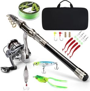 CastWisp Premium Telescopic Fishing Rod and Reel Combo Set Carbon Fiber Spinning Pole with Lures, Hooks, and Carry Bag Perfect for Saltwater Freshwater Fishing, Travel Friendly Kit for Anglers