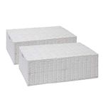 ARPAN Resin Woven Under Bed Storage Box, Chest Shelf Toy Clothes Basket With Lid - White (Set of 2 - Medium Baskets)