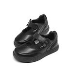 DREAM PAIRS Kids Girls Mary Jane Sneakers Strap Toddler Little Girls School Shoes Soft Walking Party Flat Shoes,Size 7 Little Kid,Black,SDFS2323K