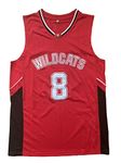 Youth Troy Bolton Jersey,Kids Wildcats #14 High School Basketball Shirt, 8 Danforth Red, Medium