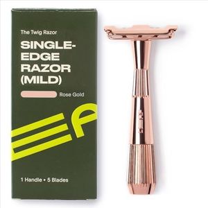 The Twig Razor, Rose Gold - Plastic-Free, Single-Blade, Safety Razor for Women & Men with Sensitive Skin or Lighter Hair