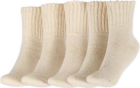 BenSorts Women Warm Solid Socks Ladies Thick Warm Cozy Crew Socks for Female Beige 5 Pairs