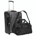 Aerolite 55x40x20 + 40x20x25 Ryanair Priority Maximum Allowance 2 Piece Carry On Hand Cabin Luggage Set Bundle Black (55x40x20 Suitcase + 40x20x25 Holdall)