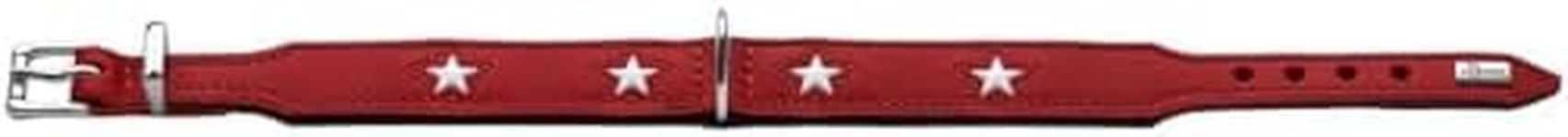 HUNTER Magic Star Soft Leather Dog Collar with Stars 42 (S-M) Red