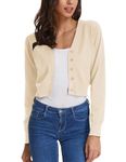 GRACE KARIN Womens Lightweight Open Front Cardigans Long Sleeve V Neck Button Up Knit Cardigan Beige XXL