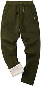 Gihuo Men Sweatpants Sherpa Fleece Lined Sweatpants Winter Thermal Active Outdoor Sports Track Jogger Pants(Army-M)