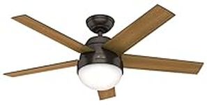 HUNTER FAN Stile, 117 cm, Indoor Ceiling Fan with Light and Handheld Remote, Premier Bronze Finish, 5 Reversible Blades in Dark Walnut and American Walnut, Ideal for Summer or Winter, Model 50641